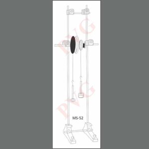 For determining increase in efficiency with the increase in load. This set comprises Universal Frame, Two rods of 150 mm., two clamps, drum, axle, one Allen key, two pointed steel rods along with two feet Quick lock, three rods and two Quick lock clamps of universal frame. Hangers and masses extra.