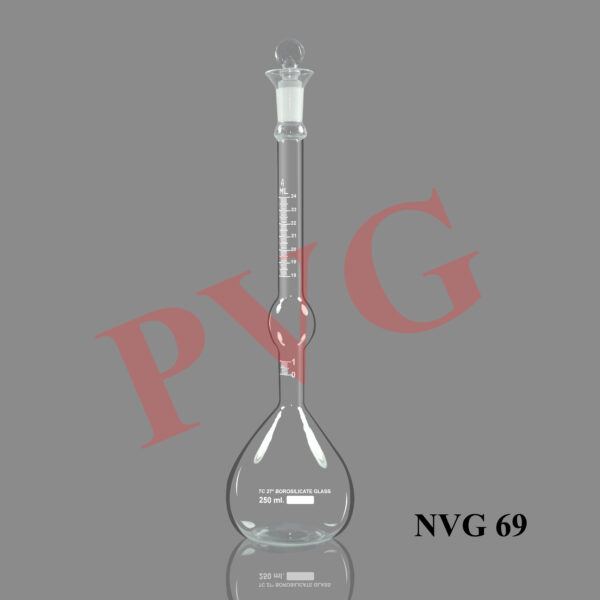 Used for Specific gravity Test.  Bulb capacity approx. 250 ml. Neck graduation form 0 to 1 ml.  And 18 to 24 ml. In 0.1 ml. Class ‘A’ with works certificate.