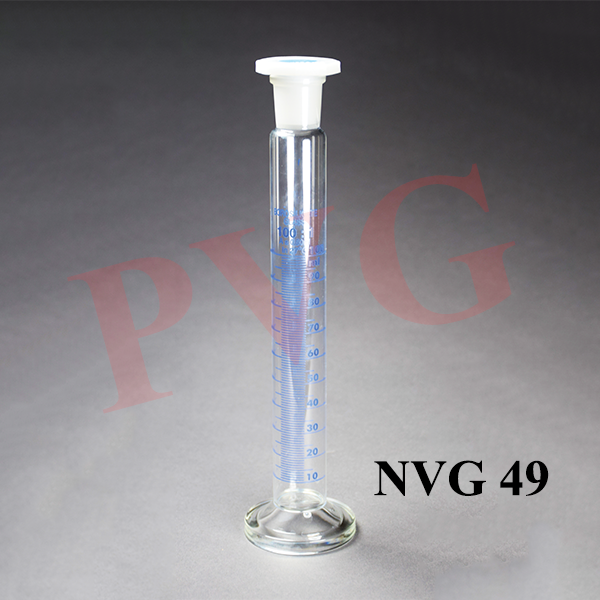 MEASURING CYLINDERS WITH ROUND BASE  AND INTERCHANGEABLE, P.P/GLASS STOPPER