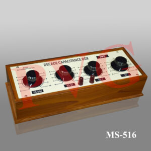 Teakwood or metal box with ebonite top panel, with 4 mm. socket terminals for connection. Range - (I) 3 dial 1 pF to 1000 pF (ii) 4 dial 1 pF to 10000 pF (III) 6 dial 1 pF to 1000 pF