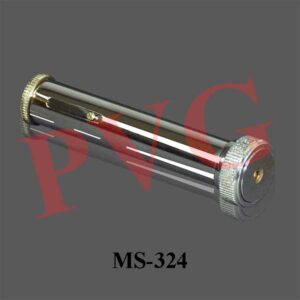 Direct Vision, diffraction grating-type spectroscope. Used where wavelength measurement are not required. Convenient for examining bright line spectra of metal in flames, gases in discharge tubes and absorption spectra of solutions and colored glasses. Many of the stronger fraunhofer lines can be observed. Metal tubular body with a black oxide finish. With fixed focus eyepiece and adjustable slit.
