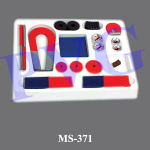 Kit of magnets and accessories in a compart storage tray. With box. Contents : 1 Horseshoe magnet, chrome, 100 mm. 2 Alnico bar magnets lt. 100 mm. 4 Flexible magnetic squares 50 mm. red, yellow, green and blue 5 Ceramic ring magnets, 23 mm. diameter, face polarized 5 Ceramic magnets, face polarised, 19 x 19 x 5 mm. 3 Alnico button magnets with keepers, 13, 19 and 25 mm.diameter 2 Plotting compasses, clear both sides, 19 mm. diameter 2 Plotting compasses, 16 mm. diameter 1 Alnico horseshoe magnet with keeper, 25 mm. 2 Chrome rod magnets, 100 mm. 1 Lodestone specimen