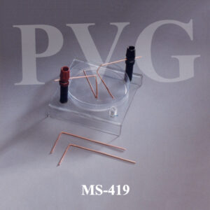 ELECTRIC FIELD APPARTUS. Used to give visual demonstration of electric fields. This  consists of a flat, transparent plate or grid with a set of conductive electrodes embedded in it, and a power supply that generates an electric field between the electrodes. A transparent plastic base 150mm square, support a dish 100mm diameter and two 4mm socket terminals, mounted on insulating pillars. Complete with two wire point electrodes to provide a parallel field. Two point electrodes are mounted through side pillars When connected to power supply electric field lines are clearly visible around and between the electrodes.