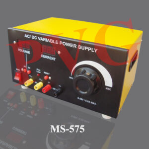 Low costing ,Universal ,Space saving, Rugged, general purpose an easy to use A.C DC power supply with output 0-20 V @ 3 Amp. with Digital LED displays for monitoring both voltage & current outputs. Suitable for experiments by Students, Trainees etc. Continuously adjustable, A.C , DC Regulated Power Supply with low ripple high regulation precision instrument, for experimental development and low voltage applications.0-20 Volt, 3 amp. with Regulation: ±0.05% for no load to full load, Ripple: Less than 1mV and Power Requirement: 230V AC ± 10%.Single phase. With fuse for Both A.C and D.C to prevent any damage in case of short circuit or over current. In the event of overload fuse is blown off. Technical Specifications: DC output: 0 - 20V, Max. 3A AC output : 0−20 V, max. 3 A Max. output power: 80 VA Display : 2 x 31/2 digit LED Connections: 4 mm jacks Overall Dimensions : 370x220x175mm Mass: 6.5 kg