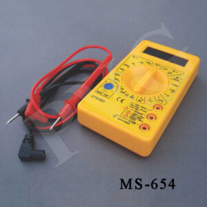 Good Quality, an Economical but Accurate and Easy to use Salient Feature • Small Multimeter for your day to day needs • If you have basic knowledge about Multimeters you can try this small Multimeter for basic continuity checks & Voltage Measurements • When testing DC voltage, AC voltage, DC current, resistance, diode, buzzer and battery, connect the red test lead to "V 0 mA" jack and black test lead to "COM" jack. • When testing the current more than 200mA, connect the red test lead to "' OADC" jack and black test lead to "COM" jack • When testing the temperature, connect the temperature probe to "V, 0, mA" jack or "COM" jack. • Large LCD Display with Manual Range • No Power-OFF under natural operation • Full protection in All Ranges.