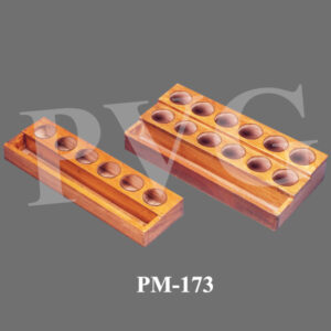Strong hard wood construction with 6 or 12 holes of diameter 45 mm. for 60 ml. dropping bottles, open or closed type.
