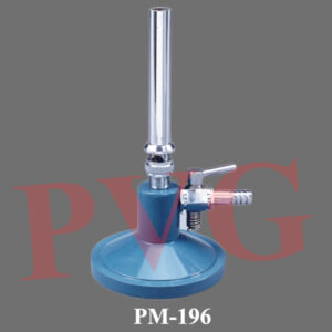 2.BUNSEN BURNER WITH STOPCOCK PM-200   Used for Heating purpose in Labs. PVG manufactured Burners are with Heavy stable powder coated cast iron base and Thick Gauze Nickel plated Brass Pipe. Airflow of Glas is regulated  with Brass Air Stopcock. .A spare nozzle is fixed in base for easy replacement. PVG Burners are economical,Durable with long life.  
