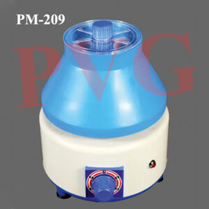 Low priced units meeting the majority of the small capacity centrifuging requirements of medical practitioners, pathological laboratories and hospitals for routine centrifuging tests. Fitted with resiliently mounted motor for vibration free performance having built in 5 step speed regulator and mains indicator lamp. Unit rest on rubber feet to avoid vibration Cat. No. Tube Capacity ml. 209.01 4x15 209.02 6x15 209.03 8x15