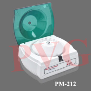 Brush less AC motor - without carbons. Stable . Low in noise. Corrosion free Structure. For clinical, Pathological, Biochemistry Labs to separate blood serum. Also suitable for I.V.F. labs where low speed is recommended. Bench top Digital Microprocessor based Serum centrifuge Machine with LCD display. Body of rust proof ABS injection moulding with metallic protection bowl. With microprocessor based pre programable speed controller to control speed from 500 - 3000 r.p.m. in the interval of 250 r.p.m. Digital Timer 0-99 minutes . 2 lines of 16 character LCD display of r.p.m., R.c.f, set time and run time. Programme remains in memory and displays on LCD. Just push start button and the machine will run on programmed time and speed. To work on 220 volts 50 Hz A. C. Supplied with only one rotor head to be selected by customer. Accessories Stainless Steel tube carriers for rotor heads, suitable Glass/PVC centrifugal tubes, head puller, spanner and rubber cushions. Type Nos. of holes x Tube volume swing out 8 x 15ml. swing out 16 x  vacuutainers swing out 16x12x100 mm./12x100mm. borosil tubes Angle 12 x 15ml. Diamensions L 395 mm. x w 360 mm. x h 280mm. Mass 12.5 kg. Approx.