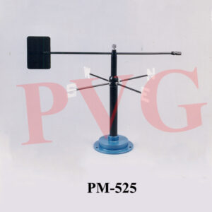 For meteorological departments and for mounting on buildings for accurate indication of wind direction. Consist of a central pillar mounted on a 25 mm. diameter pole and carries four arms terminating in cardinal point symbols. Height 300 mm., with round base and diameter of central rod 10 mm. Well balanced to avoid bias towards any particular direction, produces maximum torque relative to its moment of inertia for a given change in wind directions it rotates with the minimum of friction.