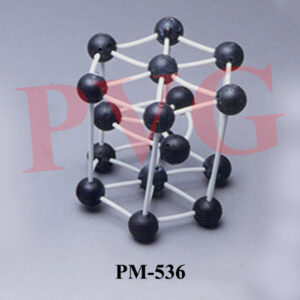 Lattice type is hexagonal close packing. Comprises 17 spheres and 29 links(connectors). Mounted in acrylic case and loose in velvet lined wooden box