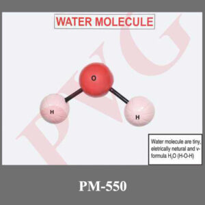Depicting two hydrogen & one oxygen molecule mounted on wooden board for teaching to primary students.