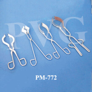 Mild steel or stainless steel, circular, asbestos covered or corklined jaws. Hold beakers tightly and safely. Length 300 mm