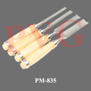 Forged carbon steel blades. With wooden handle, having brass ferrule. Overall length 250 mm. Cat. No. Size mm. 835.01 6 835.02 12 835.03 19 835.04 25