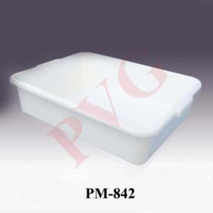TRAYS, LABORATORY POLY- PROPYLENE Autoclavable with tapered walls Cat. No. Size mm. 842.01 375 x 300 x 75 842.02 450 x 350 x 75