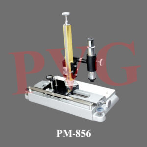 An easy to use, accurate, instrument calibrated horizontal and vertical planes both measures to 0.01 mm. For measurement of two axes e.g. to determine the real and apparent depth of a liquid. Microscope carriage supported on a brass column with engraved graduations, can be positioned on either side of column for user’s convenience. Vertical column is mounted on the traversing carriage that moves along the horizontal scale and has a swing-out magnifier for reading the veriner. Cast iron base, has a removable glass stage plate, and is fitted with three levelling screws. Both carriages can be moved along their scales for approximate setting of positions, after releasing their locking screws. Fine adjustment of the carriage is by fine-thread screw at end of each slide. Microscope tube which is focused by rack and pinion, can be set vertically or horizontally and is fitted with a glass cross line graticule and an eyepiece in a draw tube. Supplied in a polished wooden case Technical Specification Scale- Horizontal 0-17  Vernier reading to 0.01 Scale-Vertical 0-120  vernier reading to 0.01 Optics Eyepiece x7 Ramsden Optics Objective x3, focal length 50 mm. Total Magnification X21 Overall Dimensions 350x350x325 mm. L.xW.xHt. Mass 10 Kg.