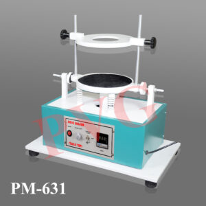 As above but operated with a time switch working on 220 V 50 Hz AC mains. This switch automatically stops the sieve shaker at a predetermined time interval set on the dial by hand. After setting time, pointer starts moving in the anticlockwise direction till it reaches zero and machine stops operation. Time range is 0-60 minutes. This accessory is a boon to the research worker as he can perform other work while the sieving is done automatically. Switch is in between the mains and the sieve shaker. Supplied with 1.5 m. three core cable and plug.