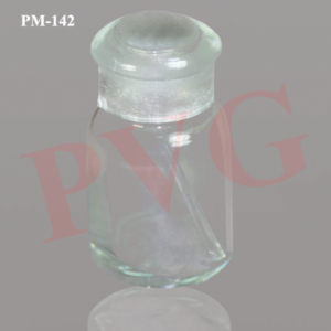 Clear neutral glass, with loose cap and rod.