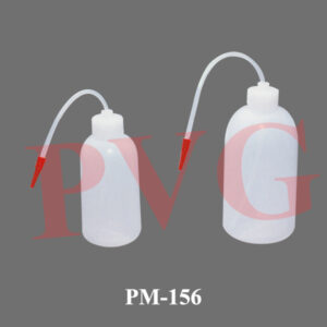 Low density polyethylene squeeze bottles, with screw cap and bent tube. Liquid is expelled by compressing the bottle. Easily operated with one hand. Cat. No. Capacity ml. 156.01 125 156.02 250 156.03 500 156.04 1000