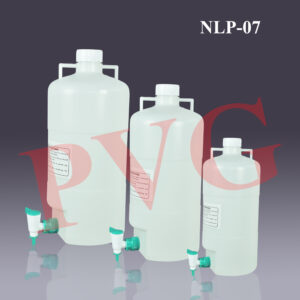 Polyporopylene, light weight, autoclavable, durable. The leakerproof spigot screwed at the bottle body requires only a half turn to open or close. Used for storing or dispenisng distilled water & other laboratory solutions. Threads should be totally disengaged before autoclaving.